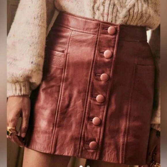 Sezane Alison Short Leather Skirt - NWT - 40 - Picture 1 of 5